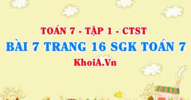 Bài 7 trang 16 SGK Toán 7 tập 1 Chân trời sáng tạo